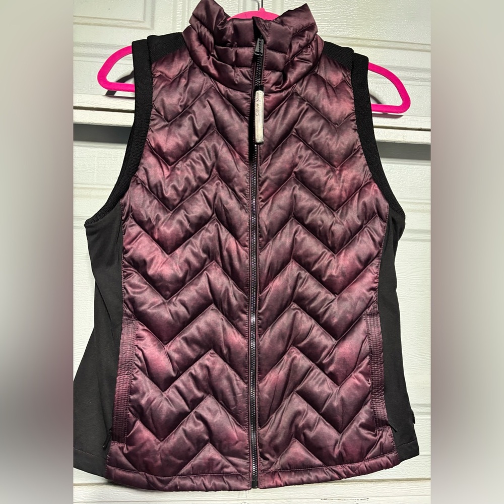 Calvin Klein Burgundy and Black Quilted Vest